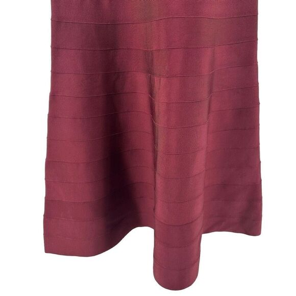 Herve Leger Sophia Bandage Dress Maxi Ball Gown Beet Red Size S Boat Neck Flare - Picture 5 of 11